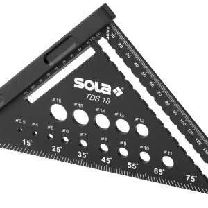 Echer triunghiular de tâmplărie, cu găuri de marcare, 180mm, TDS 18 - Sola-56160601 - Img 2