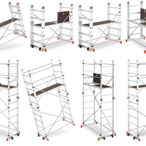 Schela aluminiu mobila cu doua scari pliabile 2x5 trepte, inaltime 3m, platforma 1,35x0,45(m), max. 150kg - CNO-SME-ACRO4M - Img 4