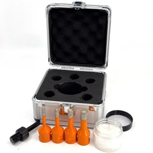 Set carote diamantate pt. gresie portelanata & piatra - diam. 6, 8, 10, 12 mm - 3DTECH - Super PREMIUM - DXDY.NEODRILL.MiniSet - Img 1