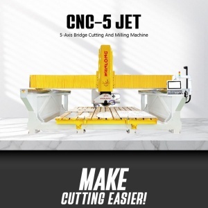 Centru de lucru CNC in 5 axe, pentru procesare piatra, granit, marmura, etc. - Wanlong CNC-JET-5-DXF