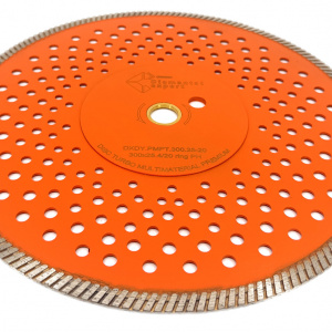 Disc diamantat pentru taiat Granit, Piatra, Beton armat, Materiale dure TURBO Laser 300x25,4mm (cu inel reductor de 20mm) SUPER PREMIUM - DXDY.PMPT.300.25-20 - Img 6