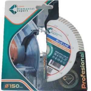 Disc DiamantatExpert TURBO pt. Beton Ranforsat Usor, Materiale de constructii 150x22.23 (mm) taiere uscata sau umeda, Blue Line Profesional - DXQZ.BTGU.150 - Img 2