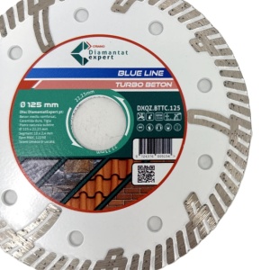 Disc DiamantatExpert TURBO Segmentat pt. Beton Ranforsat Usor, Materiale de constructii 125x22.23 (mm) taiere uscata sau umeda, Blue Line Profesional - DXQZ.BTTC.125 - Img 3