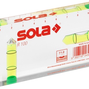 Nivelă sticla acrilica ( Boloboc ) pentru electricieni R100, 2 bule, 10cm - Sola-01622101