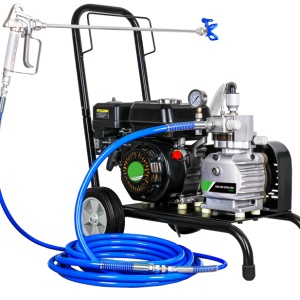 Pompa de vopsit si zugravit AIRLESS cu Motor termic si Diafragma Profesionala cu Carucior - Complet Echipata 1/4" , 5.5CP, 5.5L/min - WP-APSG5 - Img 1