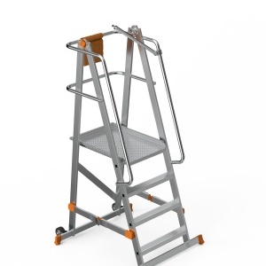 Scara industriala rabatabila (pliabila) din aluminiu cu 3 trepte si platforma h=104cm, inaltime de lucru 2,8m - CNO-SME-FWPL13 - Img 2