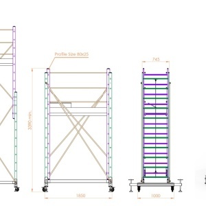 Schela mobila aluminiu telescopica 2x3(m), inaltime lucru 6 metri, o platforma 1,6x0,6(m), max 200kg/mp - CNO-SME-MEGA6 - Img 2