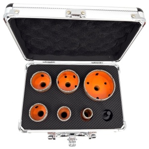 Set carote diamantate pt. gresie portelanata & piatra - diam. 20, 28, 35, 43, 50, 68 mm - 3DTECH - Super PREMIUM - DXDY.NEODRILL.BigSet - Img 1