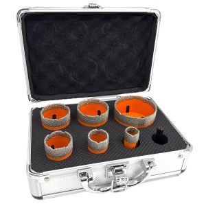 Set carote diamantate pt. gresie portelanata & piatra - diam. 20, 28, 35, 43, 50, 68 mm - 3DTECH - Super PREMIUM - DXDY.NEODRILL.BigSet - Img 2