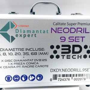 Set carote diamantate pt. gresie portelanata & piatra - diam. 6, 8, 10, 20, 35, 68 (mm), freza conica, disc taiere si ceara 3DTECH - Super PREMIUM - DXDY.NEODRILL.9SET - Img 10