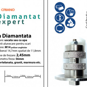 Freza Diamantata pt. canale anti-alunecare pt. trepte, scari - Gresie, Marmura, Granit - DXDY.FAA - Img 7