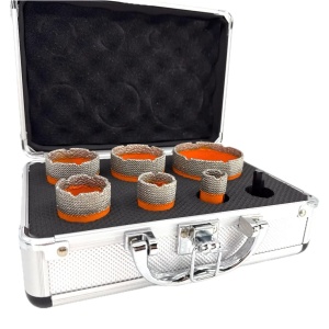 Set carote diamantate pt. gresie portelanata & piatra - diam. 20, 28, 35, 43, 50, 68 mm - 3DTECH - Super PREMIUM - DXDY.NEODRILL.BigSet - Img 3