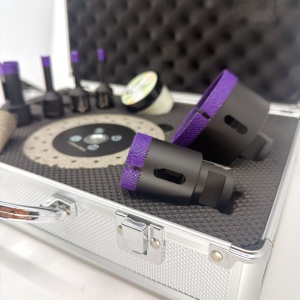 Set carote diamantate pt. gresie portelanata & piatra - diam. 6, 8, 10, 20, 35, 68 (mm), freza conica, disc taiere si ceara 3DTECH - Super PREMIUM - DXDY.NEODRILL.9SET - Img 5