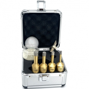 Set carote diamantate pt. gresie portelanata & piatra - diam. 6, 8, 10, 12 mm PREMIUM - DXDY.GOLDrill.MiniSet - Img 1