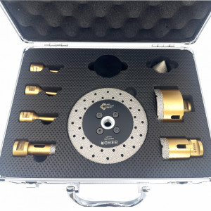Set carote diamantate pt. gresie portelanata & piatra - diam. 6, 8, 10, 20, 35, 68 (mm), freza conica, disc taiere si ceara PREMIUM - DXDY.GOLDrill.9SET - Img 3