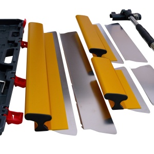 Set de gletiere profesionale Heavy-Duty aluminiu 30, 50, 80 (cm) x 0.35mm cu maner extensibil si cutie de transport - CNO-GHD853SET - Img 7