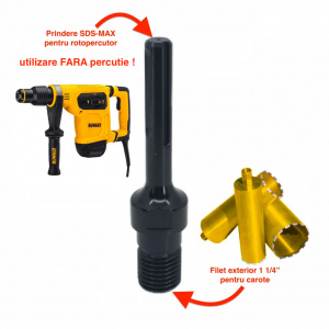 Adaptor carote 1 1/4" pentru utilizare la masini cu prindere SDS-MAX - DXDY.ADA.SDSMAX114 - Img 2