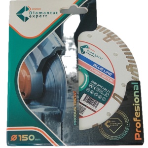 Disc DiamantatExpert TURBO Segmentat pt. Beton Ranforsat Usor, Materiale de constructii 150x22.23 (mm) taiere uscata sau umeda, Blue Line Profesional - DXQZ.BTTC.150 - Img 4