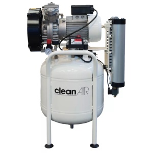 Compresor de aer medical cu piston fara ulei, silentios, cu uscator montat pe rezervor - 50 l, 1.1 kW, 240 L/min, 8 bari - ABAC-CleanAir-CLR-15/50T