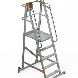 Scara industriala rabatabila (pliabila) din aluminiu cu 4 trepte si platforma h=132cm, inaltime de lucru 3,3m - CNO-SME-FWPL14