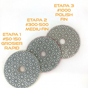 SET 3 paduri / dischete diamantate pt. slefuire uscata in 3 etape Ø100mm #50-1000 - DXDY.DRYPAD.100.3STEP - Img 2