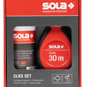 Set aparat de trasat cu sfoară cu creta rosie CLKS, 30m + 230g - Sola-66114142