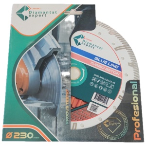 Disc DiamantatExpert TURBO Segmentat pt. Beton Ranforsat Usor, Materiale de constructii 230x25,4/22.23(ring) (mm) taiere uscata sau umeda, Blue Line Profesional - DXQZ.BTTC.230.25-22 - Img 2