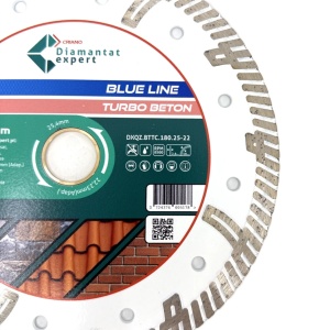 Disc DiamantatExpert TURBO Segmentat pt. Beton Ranforsat Usor, Materiale de constructii 180x25,4/22.23(ring) (mm) taiere uscata sau umeda, Blue Line Profesional - DXQZ.BTTC.180.25-22 - Img 3