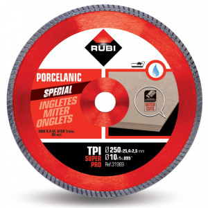 Disc diamantat pt. gresie portelanata, taieri oblice 250mm, TPI 250 SuperPro - RUBI-31969 - Img 2