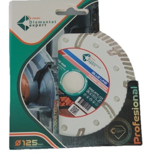 Disc DiamantatExpert TURBO Segmentat pt. Beton Ranforsat Usor, Materiale de constructii 125x22.23 (mm) taiere uscata sau umeda, Blue Line Profesional - DXQZ.BTTC.125 - Img 4