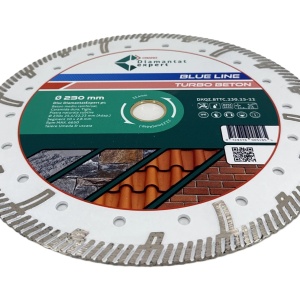 Disc DiamantatExpert TURBO Segmentat pt. Beton Ranforsat Usor, Materiale de constructii 230x25,4/22.23(ring) (mm) taiere uscata sau umeda, Blue Line Profesional - DXQZ.BTTC.230.25-22 - Img 3