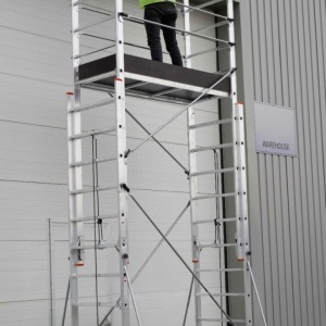Schela mobila aluminiu telescopica 2x4(m), inaltime lucru 8 metri, o platforma 1,6x0,6(m), max 200kg/mp - CNO-SME-MEGA8 - Img 5