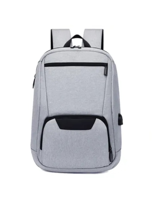 Rucsac laptop 15.6" smart casual impermeabil, cu port USB, GETICS, 46x30x10 cm, Gri deschis