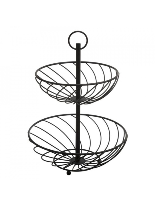 Cos pentru fructe din metal in spirala, doua niveluri, Escalate, 27 x 34 cm, Negru