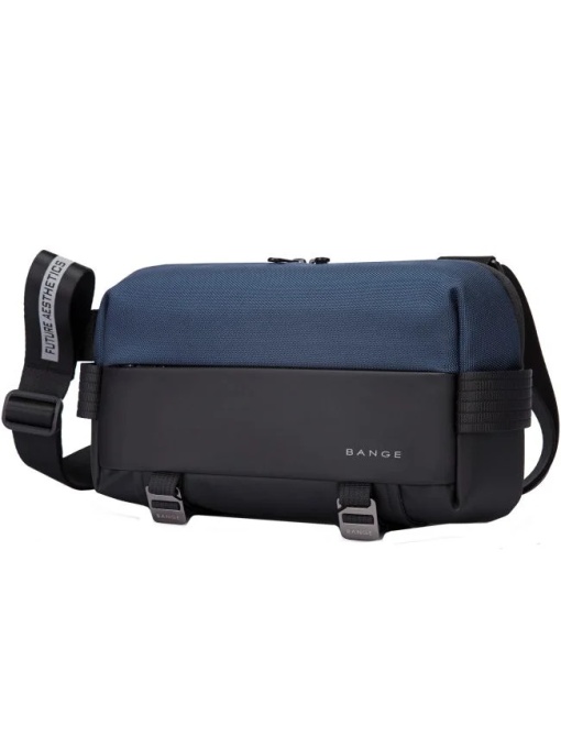 Geanta crossbody sau de umar, cu sistem multifunctional de prindere, Bange, 31x18x8cm, Albastra