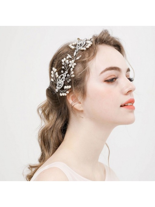 Diadema modelatoare cu flori din cristale acrilice si perlute