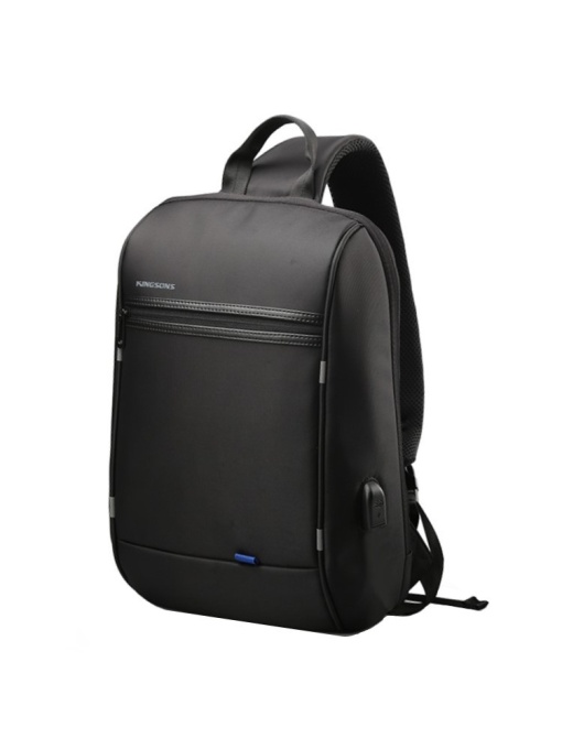 Geanta laptop 13.3", de umar, de piept sau de mana tip sling, antifurt, cu port de incarcare USB, Kingsons, 40x23.5x11 cm, Neagra