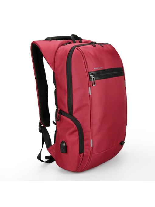 Rucsac laptop 15.6", cu port de incarcare USB si compartiment antisoc, Kingsons, 46x31x13 cm, Rosu