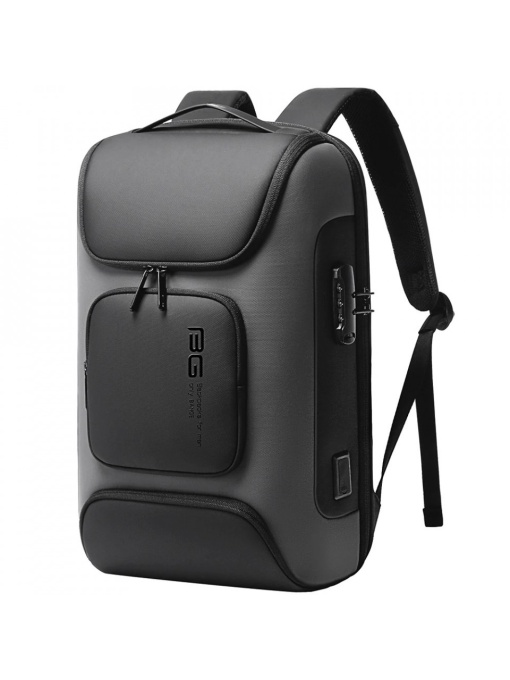 Rucsac laptop 15.6", smart casual, impermeabil, cu cifru antifurt, port USB si tip C, BANGE, 30x16x47 cm, Gri