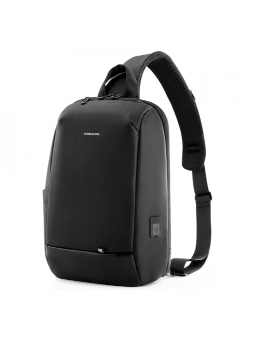 Geanta 13.3", de umar, de piept sau de mana tip sling, cu port de incarcare USB, Kingsons, 39x26x8 cm, Neagra