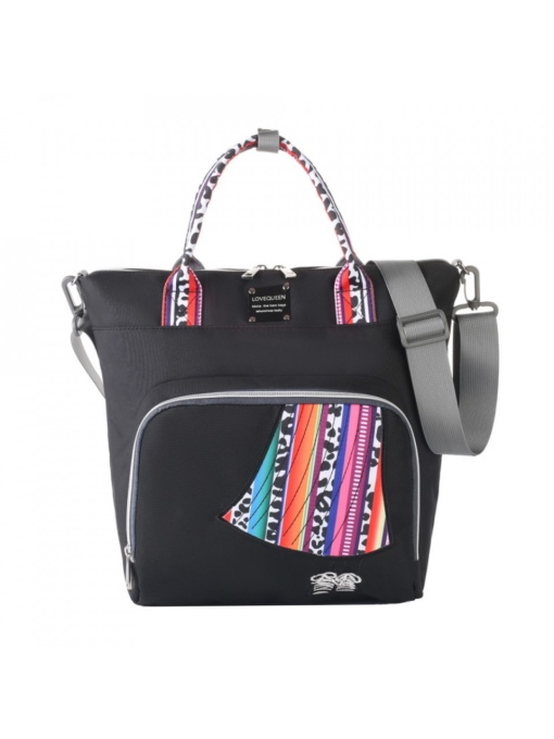 Geanta multifunctionala pentru mamici, impermeabila, LEQUEEN, 36x17x34 cm, Neagra