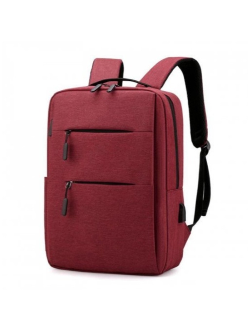 Rucsac 13.3" casual minimalist, cu port USB pentru adolescenti, GETICS, 40x30x13 cm, Rosu