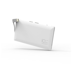 Baterie externa, Fast charging, 2 x USB, cabluri incorporate, 10.000 mAh, Escalate, Alba - Img 6