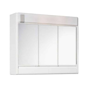 Dulap pentru baie din plastic cu usi culisante, oglinzi si lampi integrate, Escalate, 60x51x16 cm, Alb - Img 3