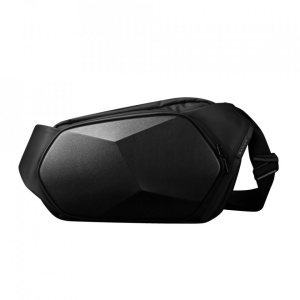Geanta crossbody/de umar, cu carcasa rigida, pentru motociclisti, Bange, 36x10x21 cm, Neagra