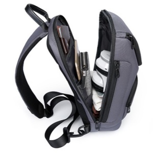 Geanta crossbody, de umar sau de mana, unisex, impermeabila, Bange, 34x17.5x11 cm, Gri - Img 4