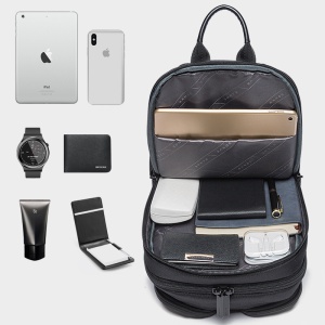Geanta crossbody/de umar smart casual, impermeabila, cu port de incarcare USB, Bange, 20x11x32 cm, Neagra - Img 9