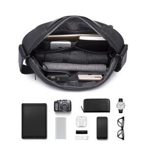Geanta crossbody/de umar unisex, casual, tip borseta, Bange, 34x6x19 cm, Neagra - Img 6