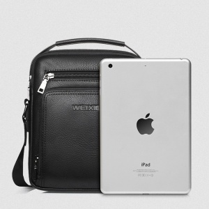 Geanta de umar sau de mana business casual, impermeabila, din piele ecologica, WEIXIER, 26x21x7 cm, Neagra - Img 2