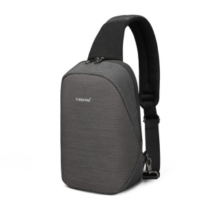 Geanta de umar sau de piept, smart casual, impermeabila, cu orificiu pentru cablu audio sau USB, Tigernu, 32x20x11 cm, Gri inchis - Img 2